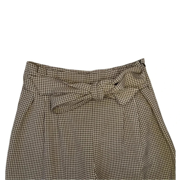 Zara Paper Bag Tie Front Pants | Brown Houndstooth  | Size M - Picture 4 of 6